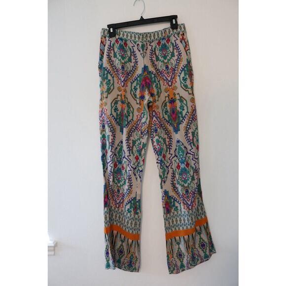 Zara Women's Boho Aztec Ikat Printed Flare Pants Size S Tropical Festival - Picture 5 of 9